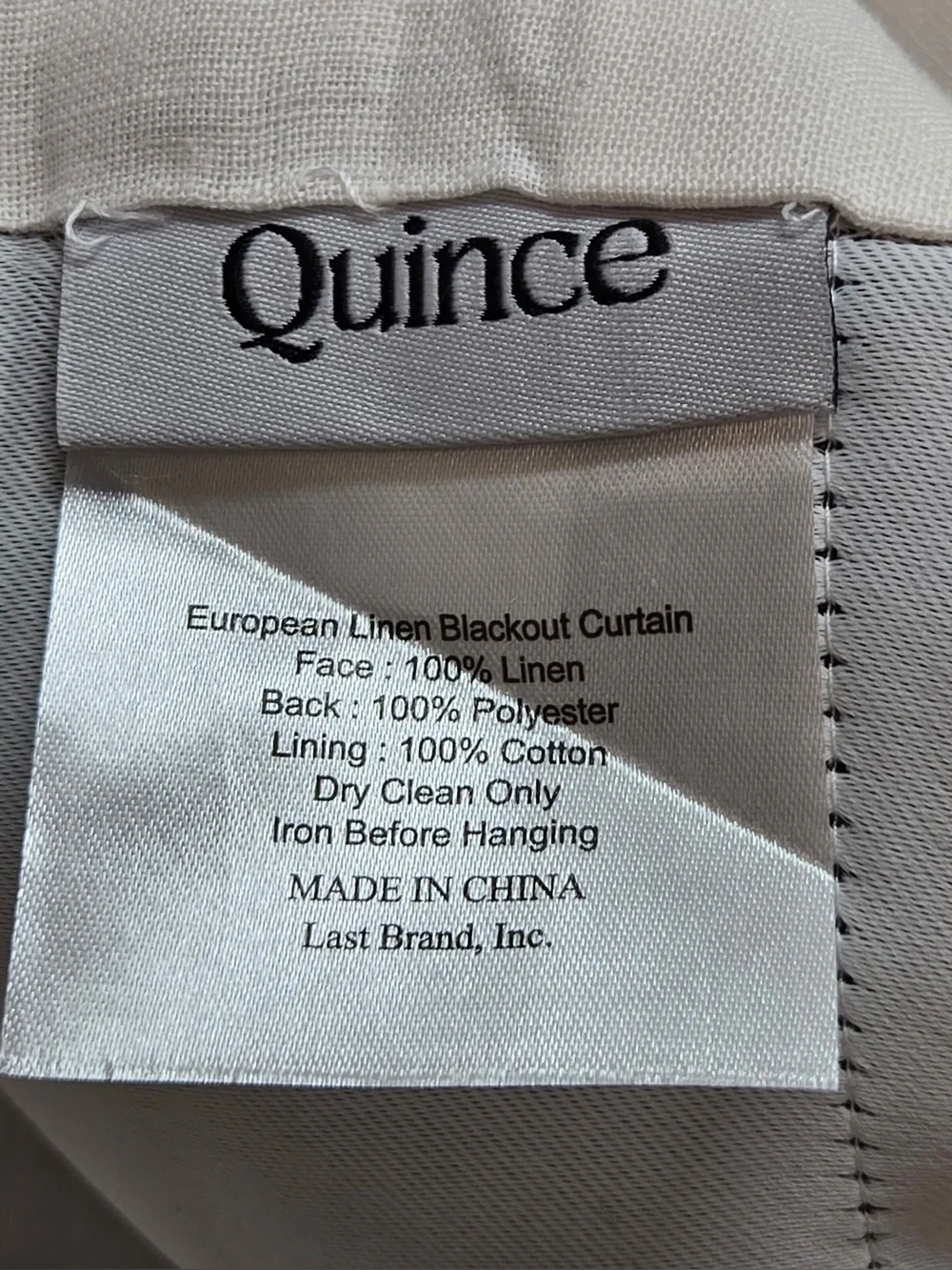 NWT QUINCE Set Of 2 48x84 European Linen True Blackout Curtains Cream 0623